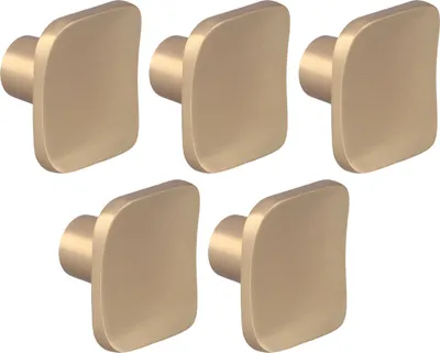 Immagine prodotto di Natural Goods Berlin maniglie per mobili rotonde KONKAV, pomelli per mobili 30x27mm, pomelli per armadi adatti a spessori di ante di 15-22mm, maniglie per armadi da cucina, cassettiere, credenze ecc., oro (spazzolato), 5 pezzi