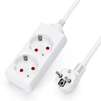 Zdjęcie produktu dla Listwa zasilająca Aigostar z 2 gniazdkami, zabezpieczenie przed dziećmi, 3G1,5 mm², kabel 3 m, biała