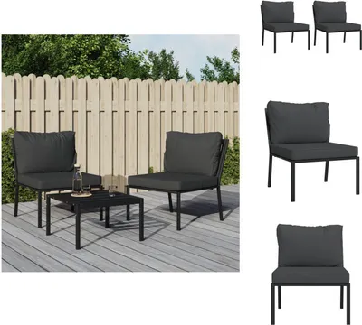 Produktbild von vidaXL Gartenstühle mit Grauen Kissen 2 Stk. 60x74x79 cm Stahl -  Gartensofaelemente
