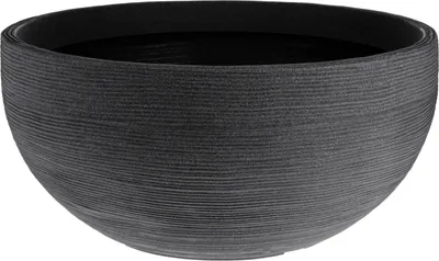 Obrázek produktu pro XXL květináč s drážkou - kulatý 58 cm - plastový květináč v antracitové barvě - květináč s miskou pro zahradu balkon terasu interiér venkovní prostředí