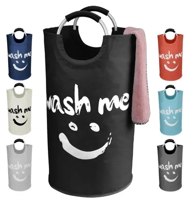 Produktbild von Wäschekorb 115L faltbar Wäschesammler Stoff Wäschebox mit Griff 43x43x79cm Schwarz