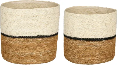 Produktbild von Mica Decorations Damian Pflanzenkorb - 2er-Set - H20 x Ø20 cm - Seegras - Weiß