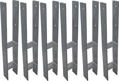 Produktbild von BURI 6 Stück H-Anker Pfostenträger feuerverzinkt 91 / 600 mm H-Träger Pfostenanker