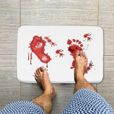 Produktbild von Halloween-Blut-Badteppich - Wasserabsorbierende Eingangs-Fußmatte für Badezimmer,Waschbarer Halloween-Teppich für Waschküchen, Wohnzimmer, Schlafzimmer