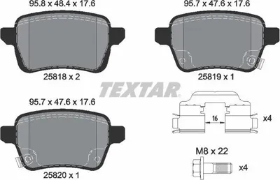 Produktbild von TEXTAR Bremsbeläge Satz Hinten für FIAT TIPO Kombi (356) 2581802