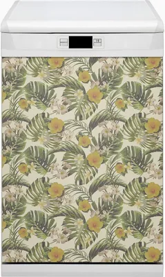 Produktbild von Dekorative Magnetmatte Küche Geschirrspüle 45x80 cm  Magnet für Spülmaschine  - Tropische Blumen