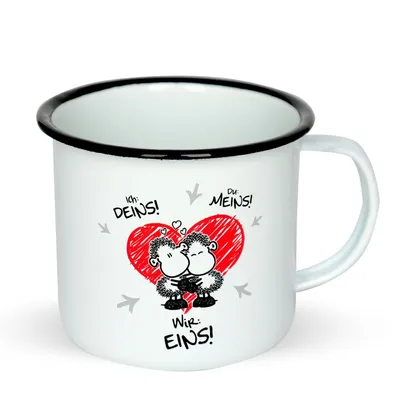 Produktbild von Emaille Tasse 'Ich: Deins - Du: Meins - Wir: Eins'