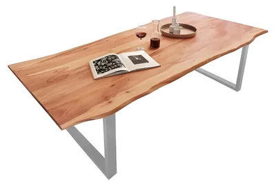 Produktbild von SAM® Esstisch Baumkante massiv Akazie natur 180 x 90 silber QUINN