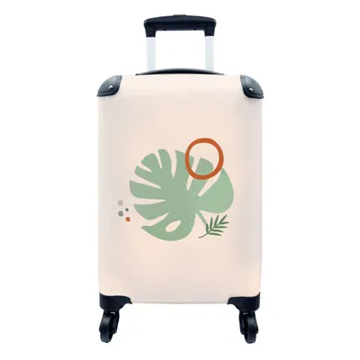 Produktbild von MuchoWow® Koffer Handgepäck Trolley Rollkoffer Kleine Reisekoffer mit 4 Rollen - Blatt - Pflanzen - Pastell - Cabin Size < 55x40x23 cm & 55x40x20 cm - Fotokoffer - Kabinenkoffer - Boardgepäck - Reise-Box - Reisekoffer - Reisegepäck - Koffer mit Bild - Trolley für Kinder