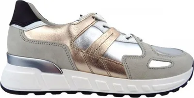 Productafbeelding van Gabor Comfort, zilverwit, poederkleurige, sportieve veterschoen voor dames, kleur zilver, maat 7.5