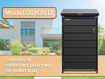 Zdjęcie produktu dla Wiata śmietnikowa D07GG1Z, z dwoma zamkami chroniącymi przed wiatrem i kradzieżą, antracytowa
