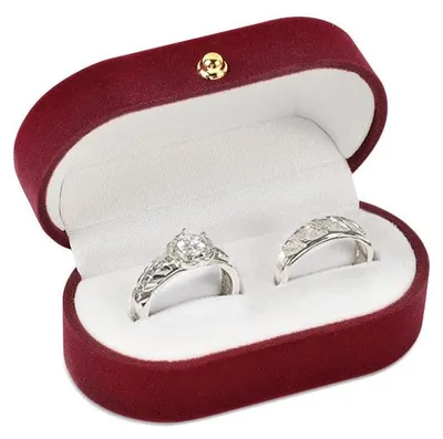 Imagen del producto de Caja de terciopelo roja para dos anillos, ideal para guardar joyas y perfecta para la boda