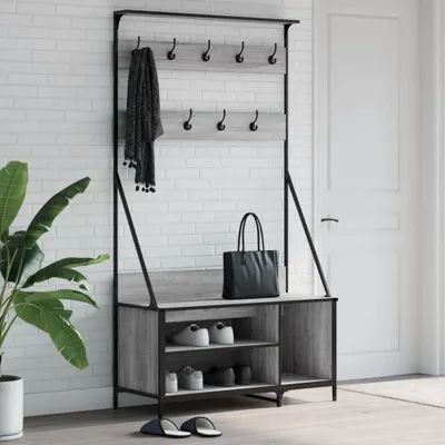 Produktbild von Möbel Kleiderständer mit Schuhablage Grau Sonoma 100x41x184 cm DE3823