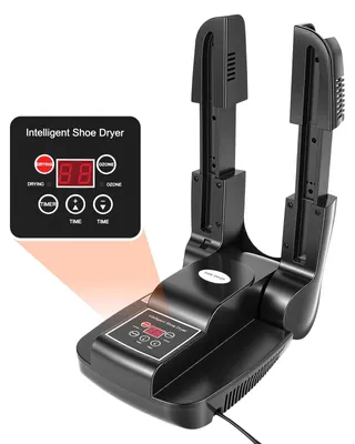 Image de Sèche-chaussures et bottes et chauffe-gants - Sèche-chaussures électrique - 500 W, 220 V - Soufflerie à air chaud - Minuterie - Support réglable et rabattable - Séchage rapide - Noir
