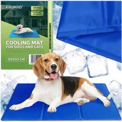 Zdjęcie produktu dla KRUMAD mata chłodząca dla psów 90x50 cm - samochłodząca mata żelowa bez prądu, składana, nietoksyczna, wodoodporna, na lato i podróże