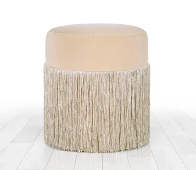 Image de Hanah Home, Merkür- FLF1256, crème, poufs classiques, 100 % velours