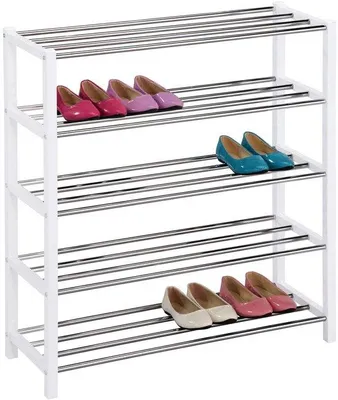 Image de Azomor : étagère à chaussures peu encombrante avec cinq étagères chromées pour l'entrée