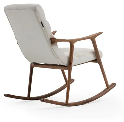 Produktbild von Schaukelstuhl Sessel Ohrensessel Stoff Holz 1 Sitzer Modern Braun Weiß