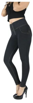 Produktbild von Royal Wolf Push-Up-Leggings Melody, schwarze Jeans, gelb gesteppt