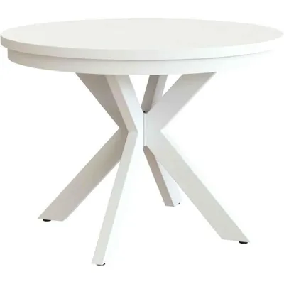 Produktbild von BEAUTYSOFA | Runder Esstisch BILBAO Ø 100–180 cm ausziehbar – Moderne Metallbeine, runder Küchentisch & Esszimmertisch in Weiß/Weiß
