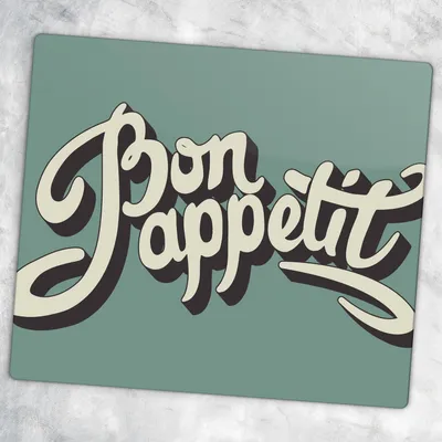 Produktbild von Glas-Herdabdeckplatten Glaskeramikkochfeld-Abdeckung Spritzschutz Glas 60 cm x 52 cm - Bon Appetit Inschrift