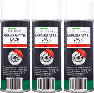 Produktbild von 3x Pack KOKA Bremssattellack Rot Thermolack Spray hitzebeständig 300°C Bremsen