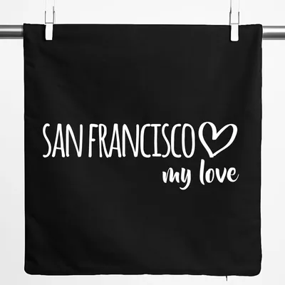 Produktbild von Huuraa Kissenbezug San Francisco my love 40x40cm Black Baumwolle Dekokissenbezug Geschenkidee