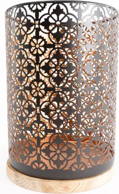 Produktbild von TrendLine Windlicht Metall Ø 15 x 21,5 cm schwarz gold