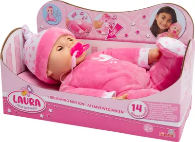 Produktbild von Simba Puppe Babypuppe Laura Schlummerzeit Atembewegungen macht 14 Babylaute 105140501