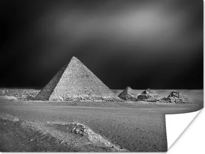 Produktbild von MuchoWow® Poster Schwarz-Weiß-Foto der Pyramide in Ägypten 160x120 cm - Foto Plakat