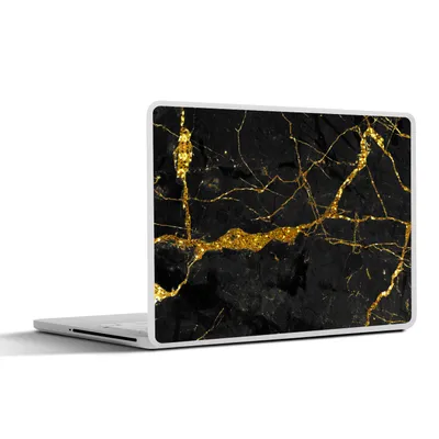 Produktbild von MuchoWow® Laptop Aufkleber Sticker Cover Marmor - Gold - Schwarz - Marmoroptik - Luxe - Glitzer 31x22.5 cm - Laptop-Deko