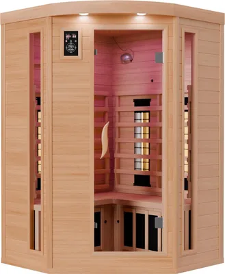 Zdjęcie produktu dla Dewello kabina na podczerwień sauna na podczerwień LAKEFIELD 3 120 cm x 120 cm z grzejnikiem o pełnym spektrum, grzejnik podłogowy