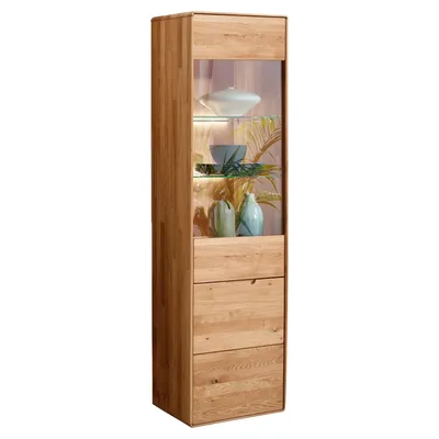 Produktbild von Vitrine - 51 x 200 cm - 1 Tür - Glas - Wildeiche massiv geölt