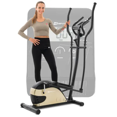Obrázek produktu pro HOP SPORT® Crosstrainer Focus - eliptický trenažér pro domácí použití s tréninkovým počítačem, snímači tepové frekvence a držákem na tablet | Kompaktní fitness zařízení do 120 kg
