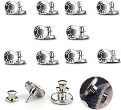 Produktbild von 10 Stück Jeans Knöpfe Ohne Nähen, 17mm Button Pins , Hosenknöpfe Zum Stecken, DIY Jeansknopf, Hosen Enger Machen, zum Erweitern oder Reduzieren der Hosengröße