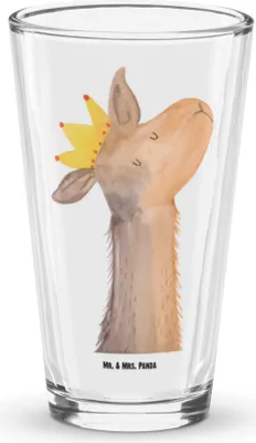 Produktbild von Mr. & Mrs. Panda Tumbler Lamakopf König - Transparent - Geschenk, Lamas, Papa, Chef, Glas, Cocktailglas, Wasserglas, Königin, Bierglas, Lama, Glasbecher, Mama