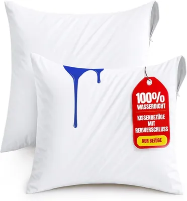 Produktbild von Wasserdichter Kissenbezug 55x55 cm (2er-Set) mit Reißverschluss, Kissenschoner, -er Kissenbezug