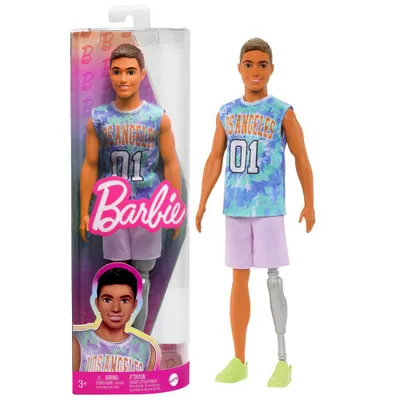 Produktbild von Mattel Ken Fashionista Pop Sportlich, Los Angeles-Shirt und hellgrünen Turnschuhen