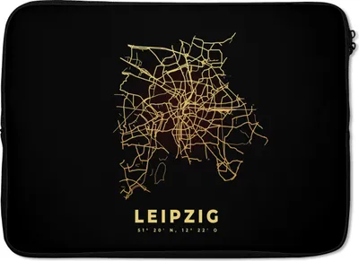 Produktbild von MuchoWow® Laptop Hülle 14 ZollLeipzig - Gold - Karte - Stadtplan Laptoptasche - Laptoptasche - Stoßsicher - Schutzhaube