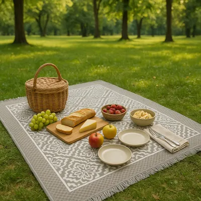 Produktbild von Jungengel In- & Outdoor Teppich Teppichläufer Sand / Beige Dantel Waschbar & Fußbodenheizungsgeeignet | 60x100 cm
