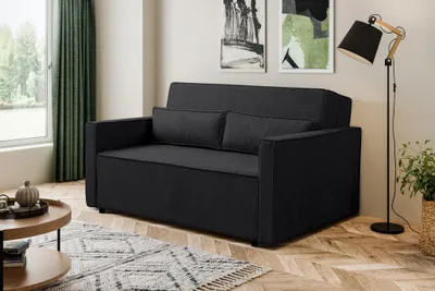Produktbild von Schlafsofa VESSA 2-Sitzer ausklappbar Bettkasten 200x130 cm Shwarz