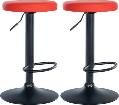 Produktbild von CLP 2er Set Barhocker Ponte Kunstleder höhenverstellbar und drehbar rot Material Gestell Metall matt schwarz
