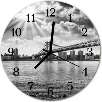 Produktbild von Glasuhr Wanduhr Küchenuhr Echt-Glas 30fi cm Brücke grau