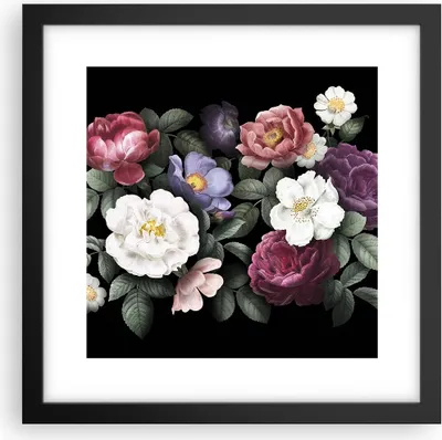 Produktbild von Gerahmtes Poster - Schwarzer Rahmen - Blumen Blumenstrauß Komposition - 30x30 cm - Wand Bild - Wanddeko - Wandbilder - Kunstposter - Wandposter - Bilderrahmen - Bilder - Kunstdruck - P2BAC30x30-5032