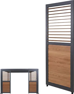 Obrázok produktu pre Lamely pre pergolu HWC-P65, lamely modul panel bočná stena, hliník 220x68cm drevený vzhľad ~ antracit