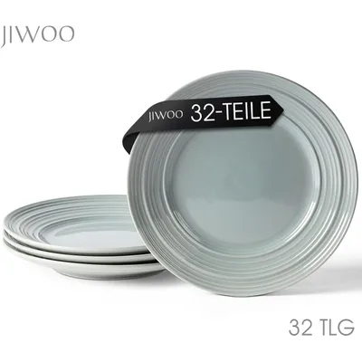 Produktbild von Teller set 32stück Ø21,4 cm Keramik Speiseteller Pastateller Pizzateller Flachteller set für 32 Personen Plateset Mikrowellen- und Spülmaschinenfest