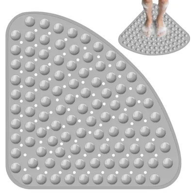 Obrázek produktu pro Podložka pod sprchu, čtvrtkruh, protiskluzová, 54x54 cm, PVC, s přísavkami a odtokovými otvory