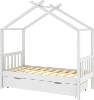 Produktbild von Kinderbett mit Schublade Weiß Massivholz Kiefer 80x160 cm
