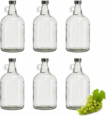 Produktbild von 6 x 3L Flasche mit Schraubverschlüss Weinballon Glasballon Weinflasche Gallone