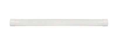 A white linear light fixture against a white background.
